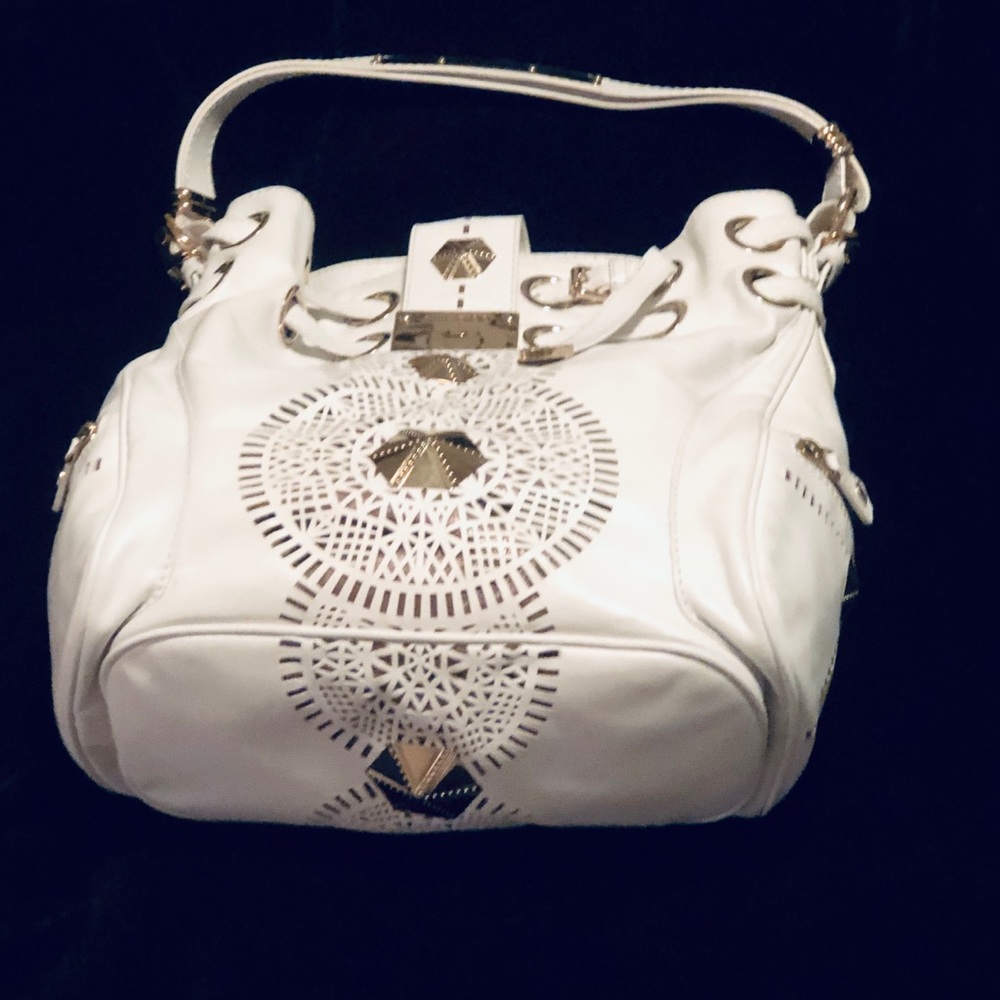 Jimmy Choo White Soft Leather Bucket Bag